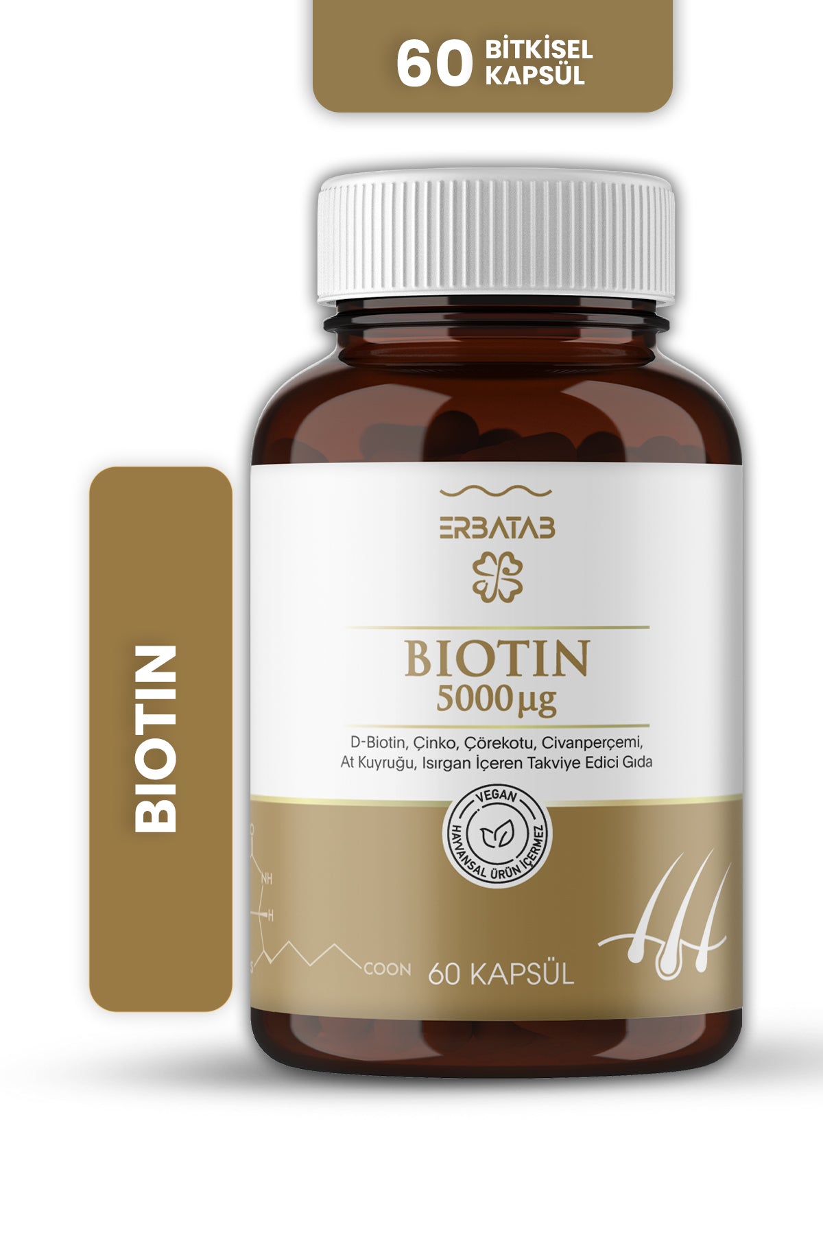 Erbatab Biotin (Çinko, Çörek Otu, Civan Perçemi, At Kuyruğu, Isırgan Ekstresi) 60 Kapsül - 2