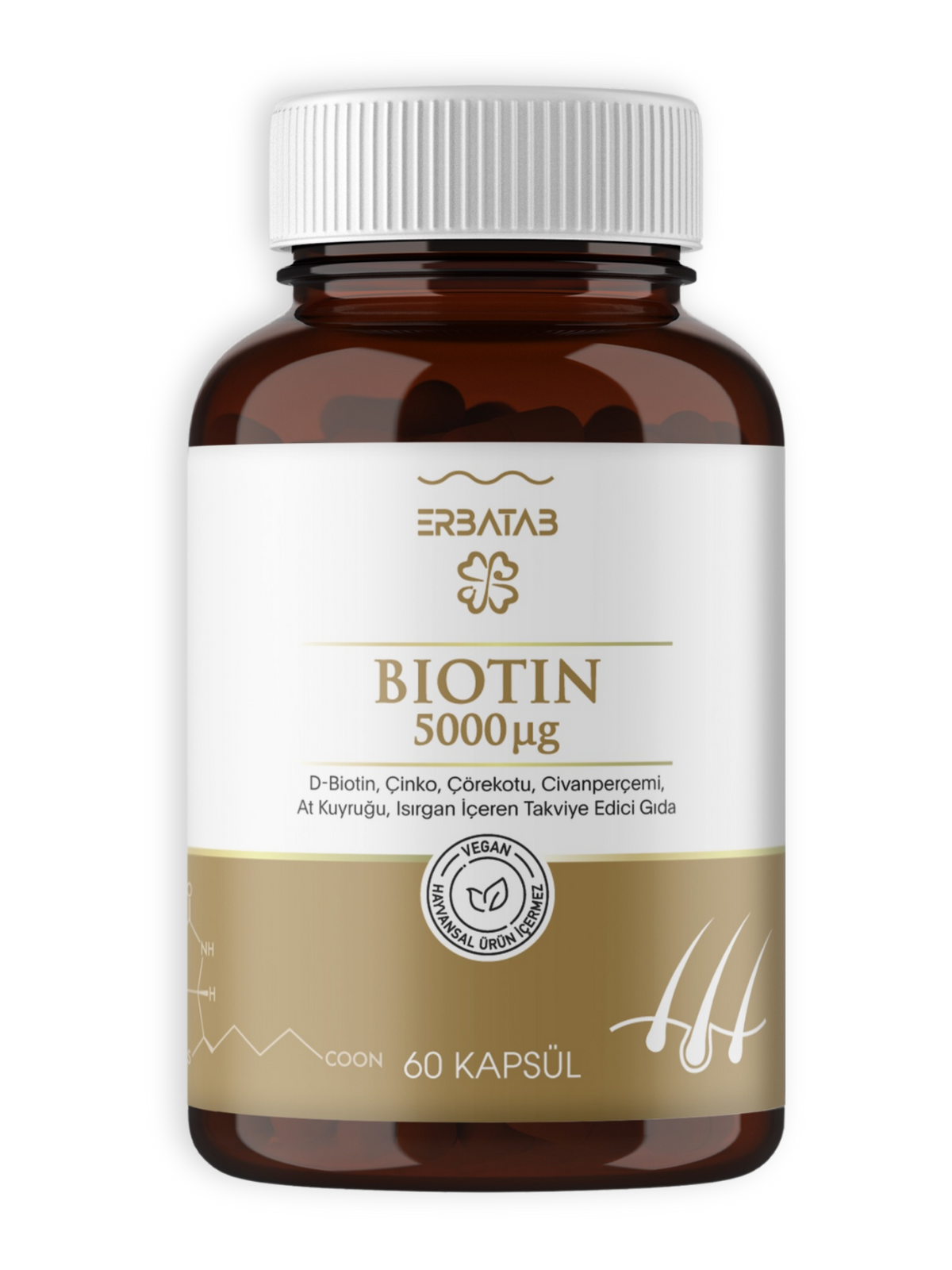 Erbatab Biotin (Çinko, Çörek Otu, Civan Perçemi, At Kuyruğu, Isırgan Ekstresi) 60 Kapsül