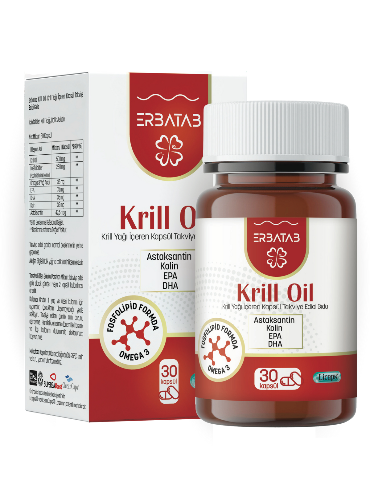 Erbatab Krill Yağı (Krill Oil) 500 mg 30 Kapsül